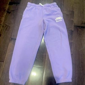 Lavender Girls Roots Sweatpants. New Without Tags